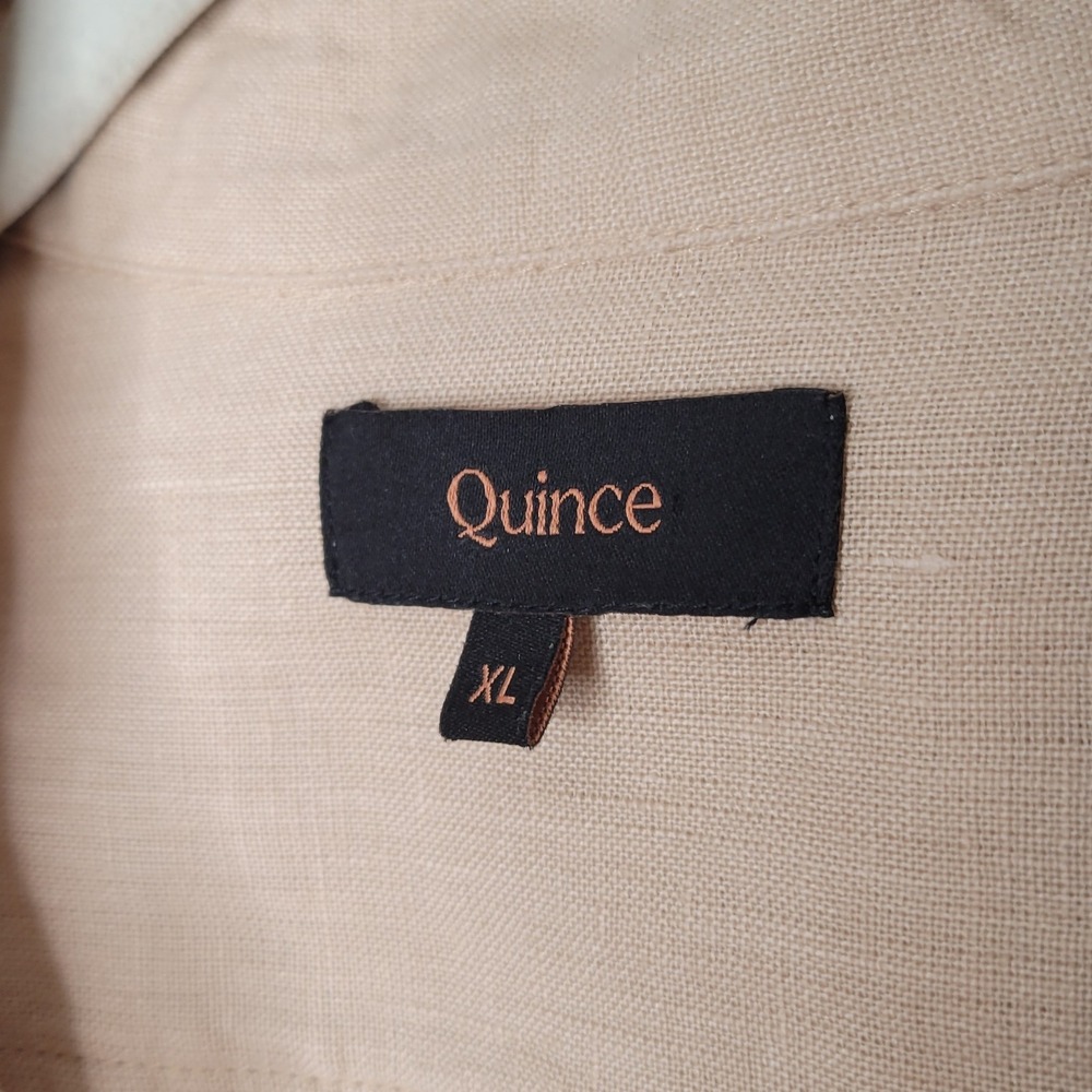 Quince Linen Button Up Men's Size XL Driftwood Beige Relaxed Long Sleeve Coastal - Picture 3 of 9